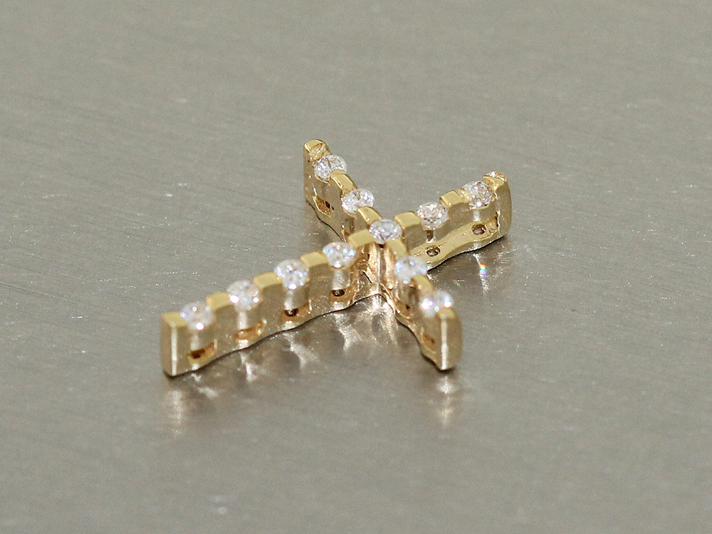 Goldkreuz 585 Anhänger zur Taufe funkelndes Kreuz mit Zirkonias Goldanhänger 