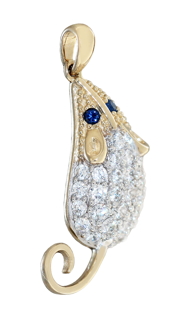 Hobra Shop - Kleine Maus Gold 585 mit blauen Augen Anhänger Mäuschen  Zirkonias Kettenanhänger