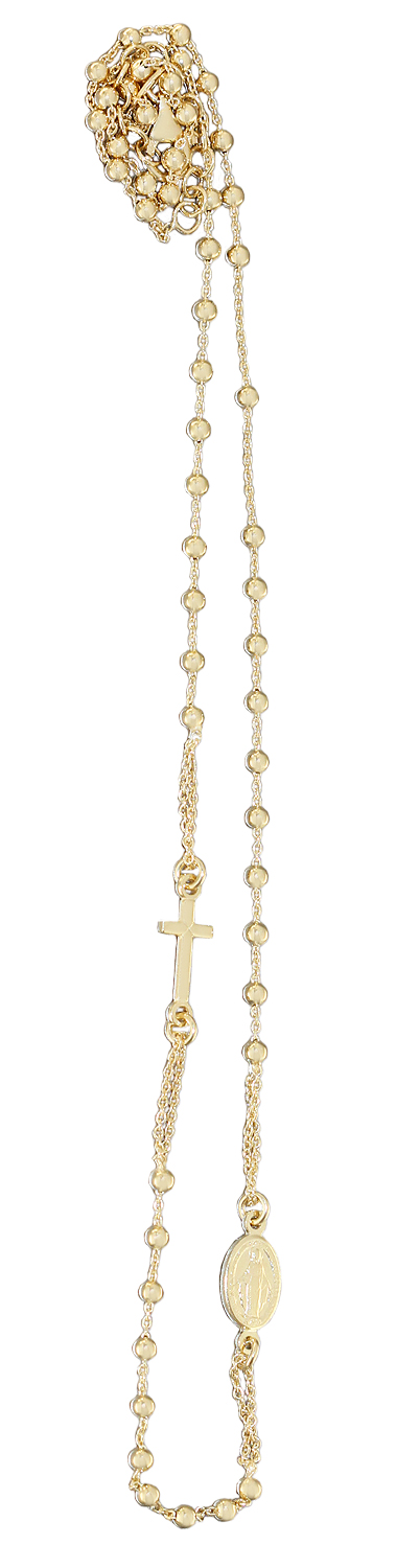 Hobra Shop - Rosenkranz Kette Silber 925 Gelbgold vergoldet Rosario  Kugelkette Silberkette